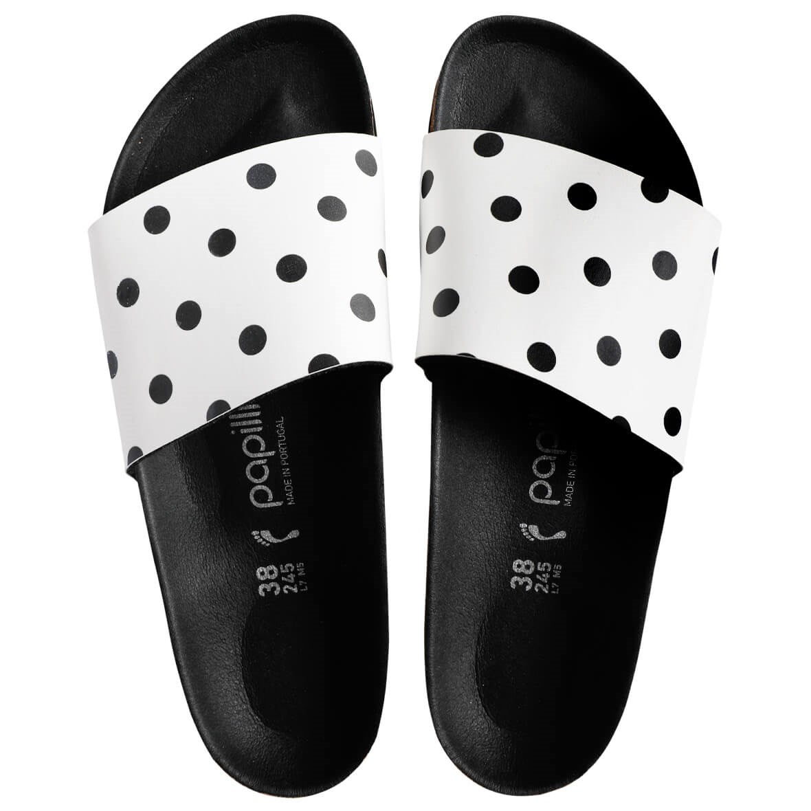 Birkenstock Papillio Cora White Black Dots Platform Slide Krystal Waters Krystal Waters Beach Boutique