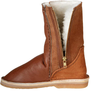 Instep Leather - Full Leather Sheepskin Zipper Boot Tan