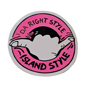 Island Style - Da Right Style Licence Disc Sticker 95mm Neon Pink