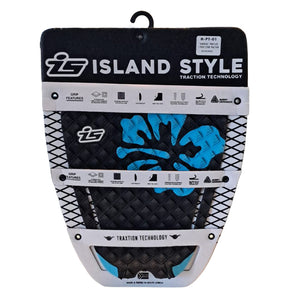 Island Style - Hibuscus 1 piece Traction Pad Black/Aqua
