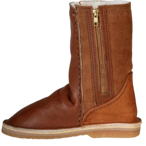 Instep Leather - Full Leather Sheepskin Zipper Boot Tan