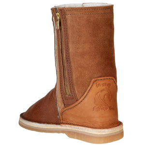 Instep Leather - Full Leather Sheepskin Zipper Boot Tan
