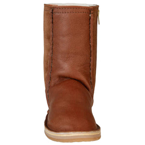 Instep Leather - Full Leather Sheepskin Zipper Boot Tan
