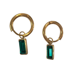 Bali Addiction - Gold Emerald Hoop Earrings
