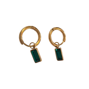 Bali Addiction - Gold Emerald Hoop Earrings