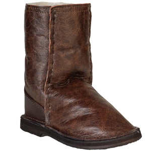Instep Leather - Full Leather Sheepskin Zipper Boot Chocolate Brown