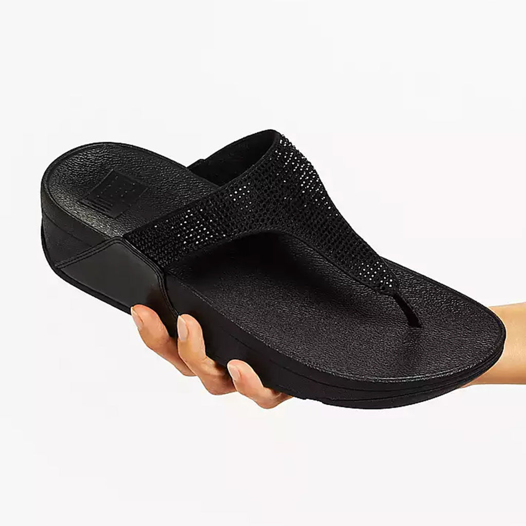FitFlop - Lulu Crystal Embellished Thong Sandal Womens All Black
