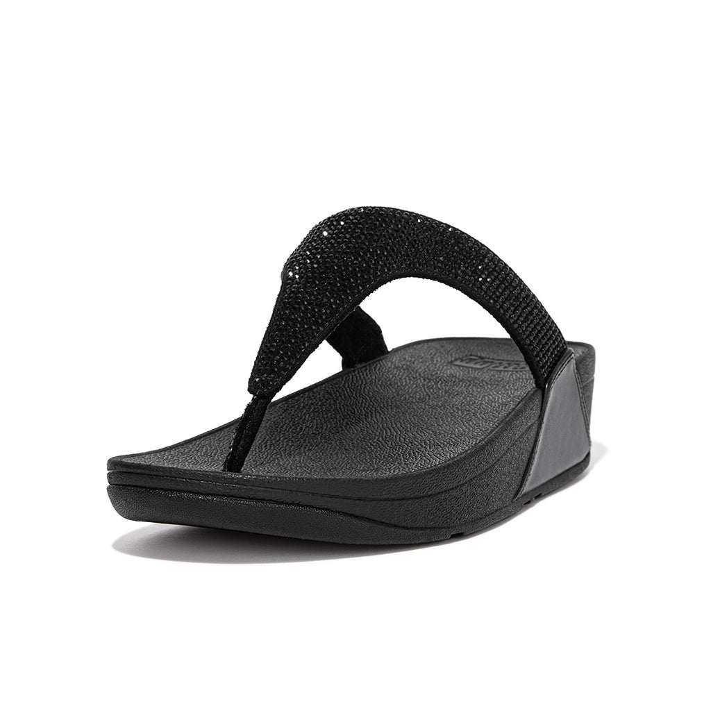FitFlop - Lulu Crystal Embellished Thong Sandal Womens All Black