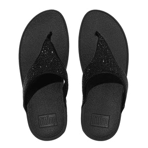 FitFlop - Lulu Crystal Embellished Thong Sandal Womens All Black
