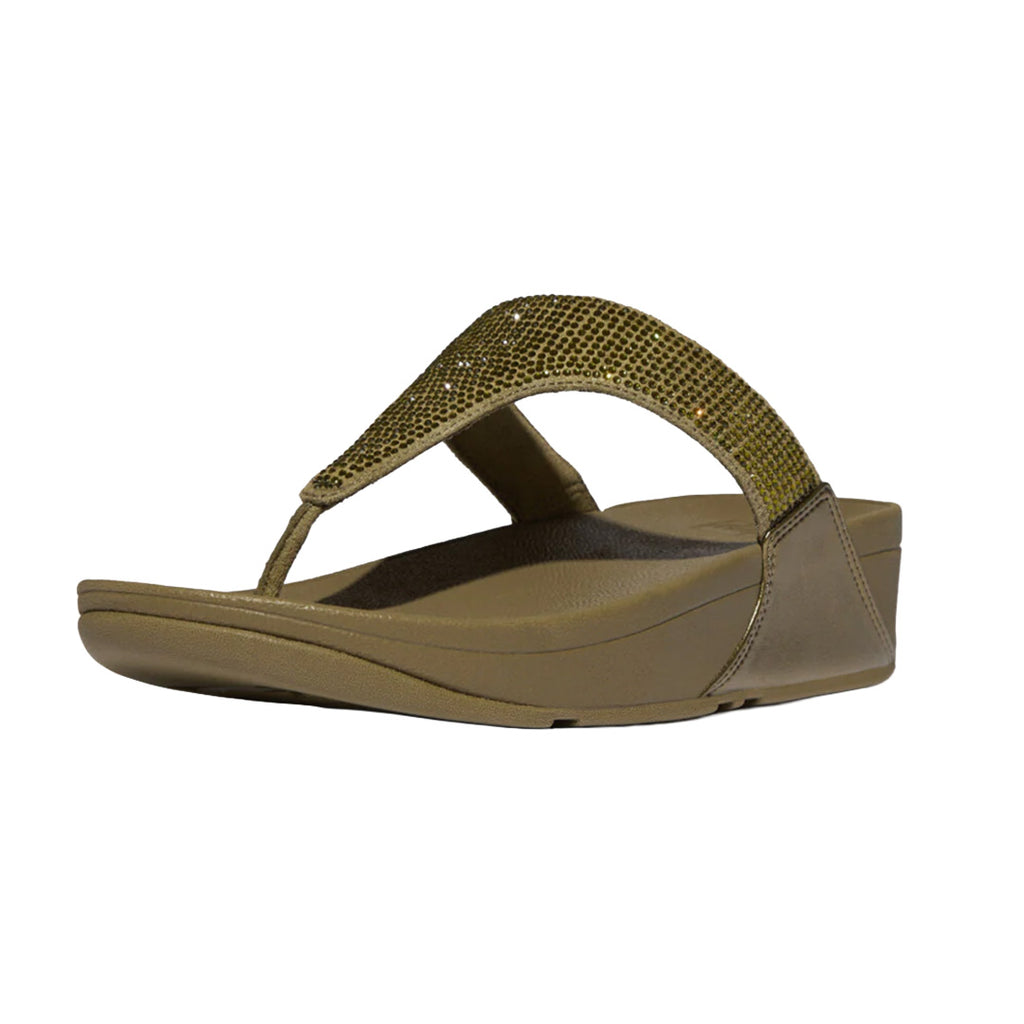 FitFlop - Lulu Crystal Embellished Thong Sandal Womens Metallic Camo Green