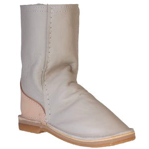 Instep Leather - Full Leather Sheepskin Zipper Boot Stone