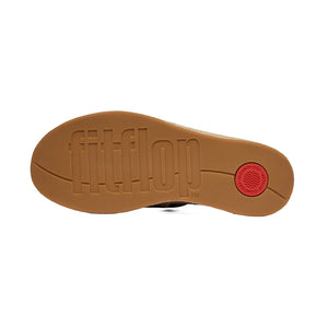 FitFlop - Platfforms Espadrille Leather Wedge Slides Metallic Chocolate Brown