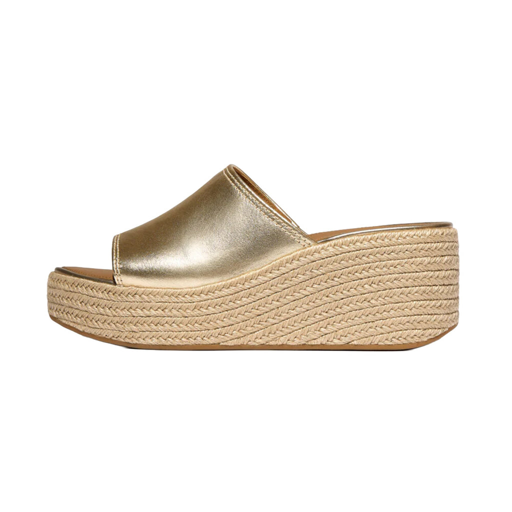 FitFlop - Platfforms Espadrille Leather Wedge Slides Platino