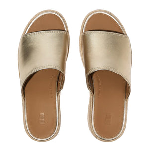 FitFlop - Platfforms Espadrille Leather Wedge Slides Platino