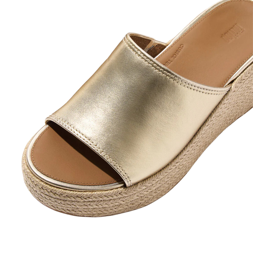 FitFlop - Platfforms Espadrille Leather Wedge Slides Platino