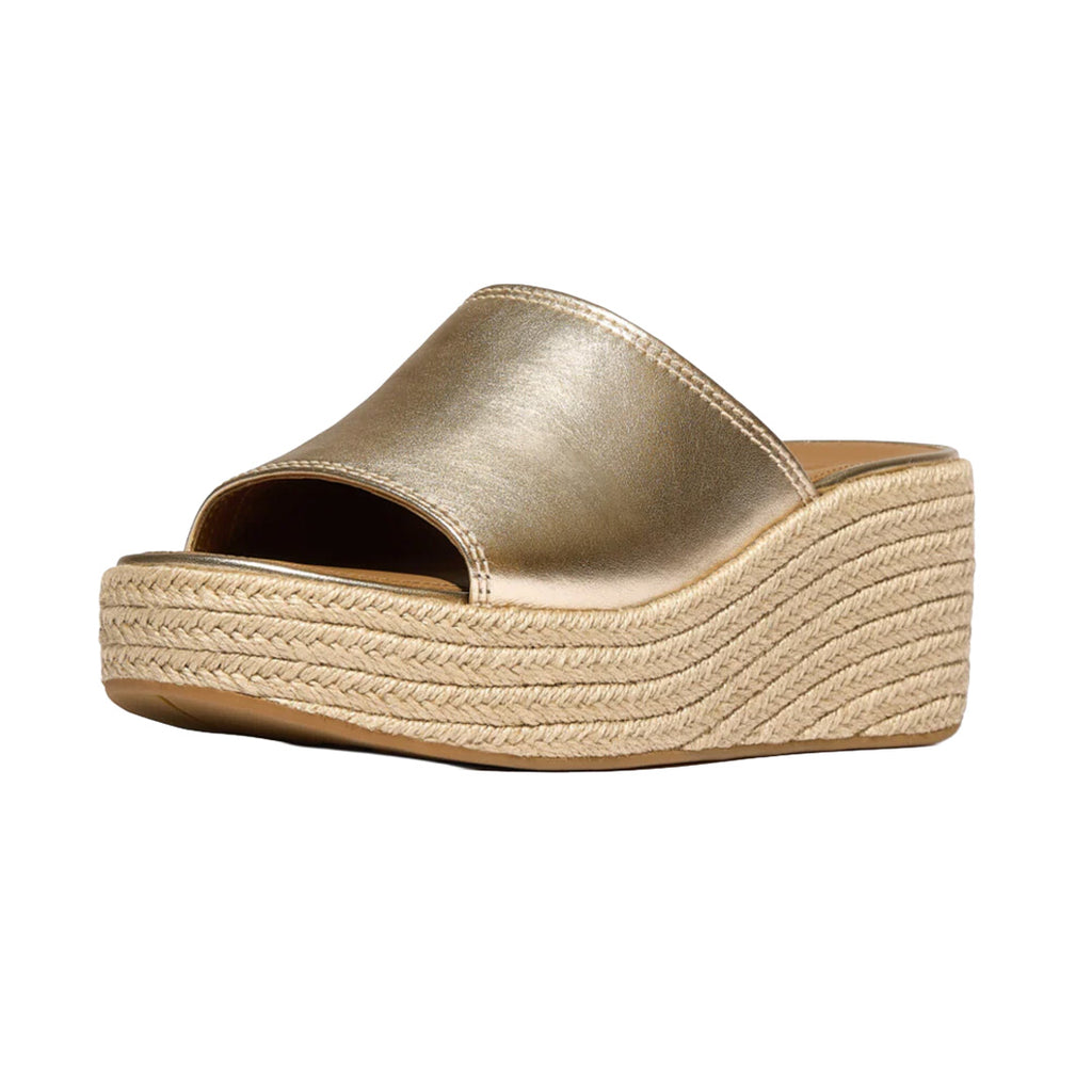 FitFlop - Platfforms Espadrille Leather Wedge Slides Platino