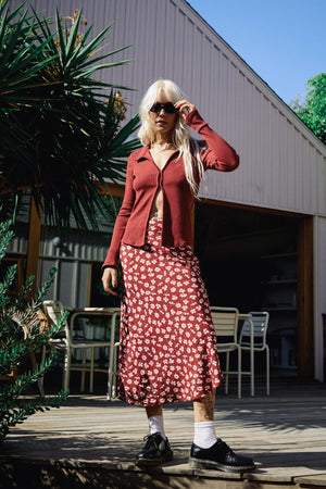 RVCA - Annika Midi Skirt Womens Cranberry
