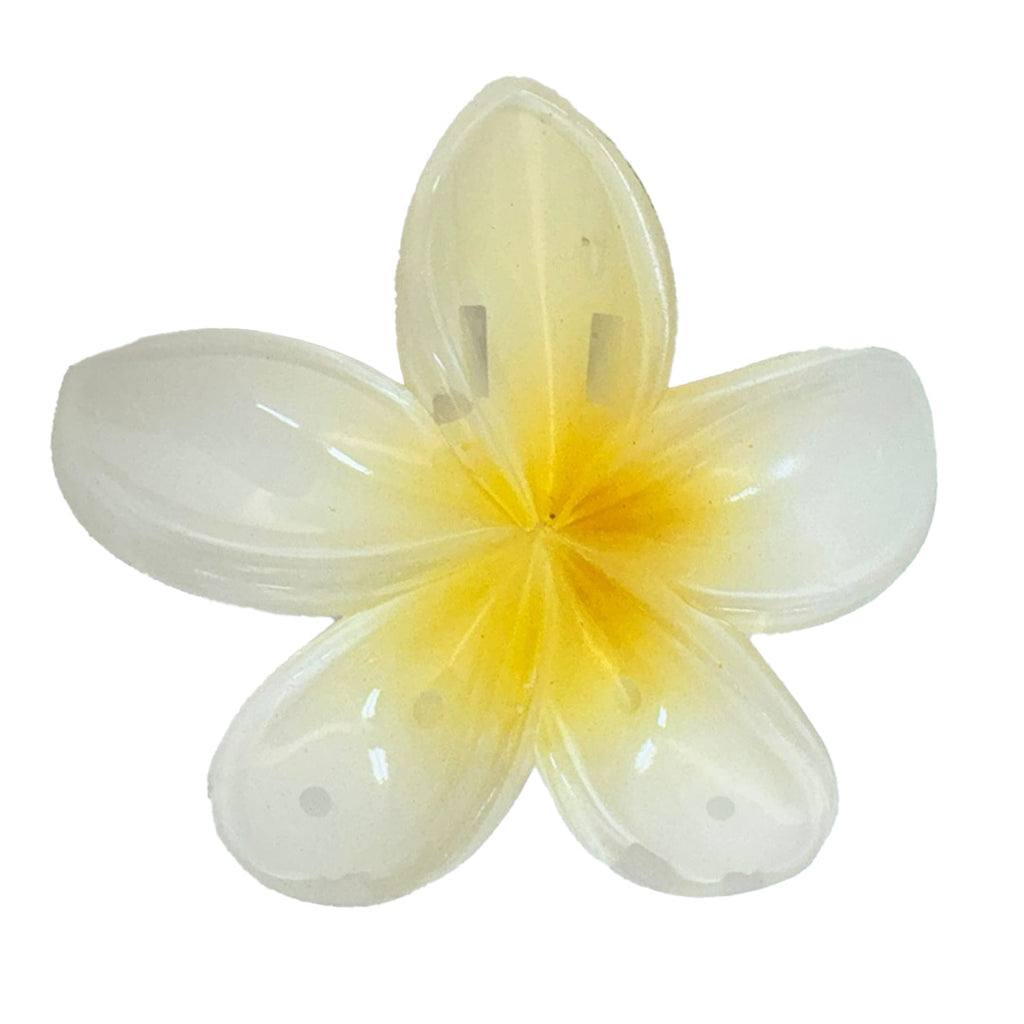 Bali Addiction -  Frangipani Flower Hair Clip White & Yellow