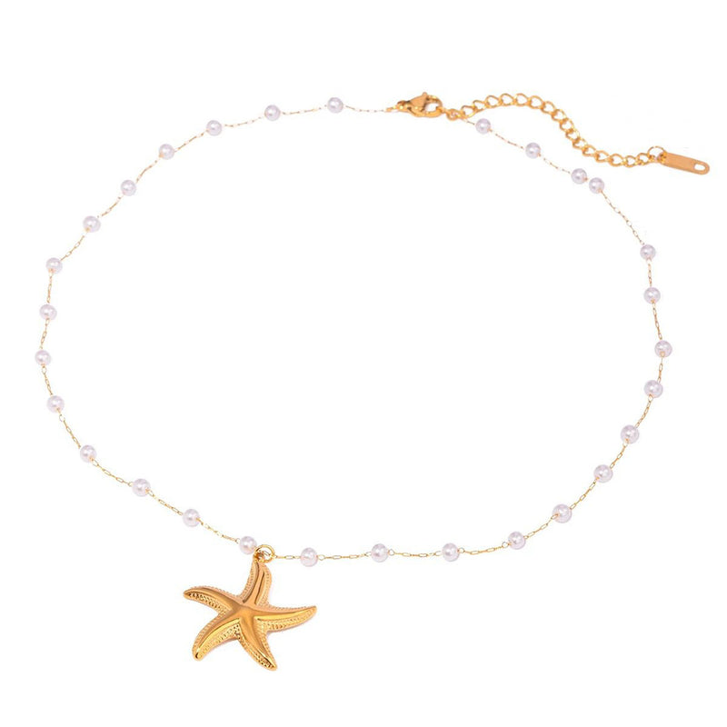 Bali Addiction - Gold & Pearl Starfish Necklace