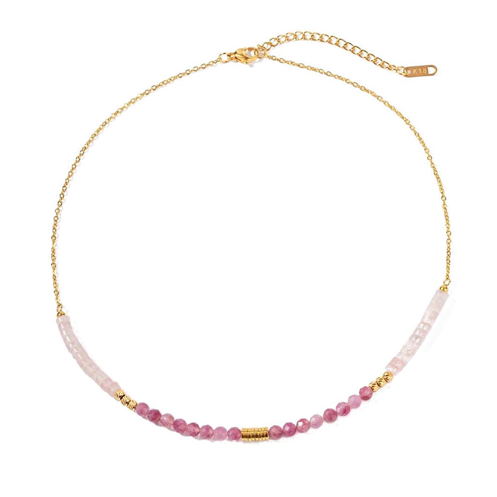 Bali Addiction - Gold & Pink Stone Necklace