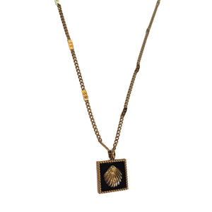 Bali Addiction - Gold Black Shell Charm Necklace