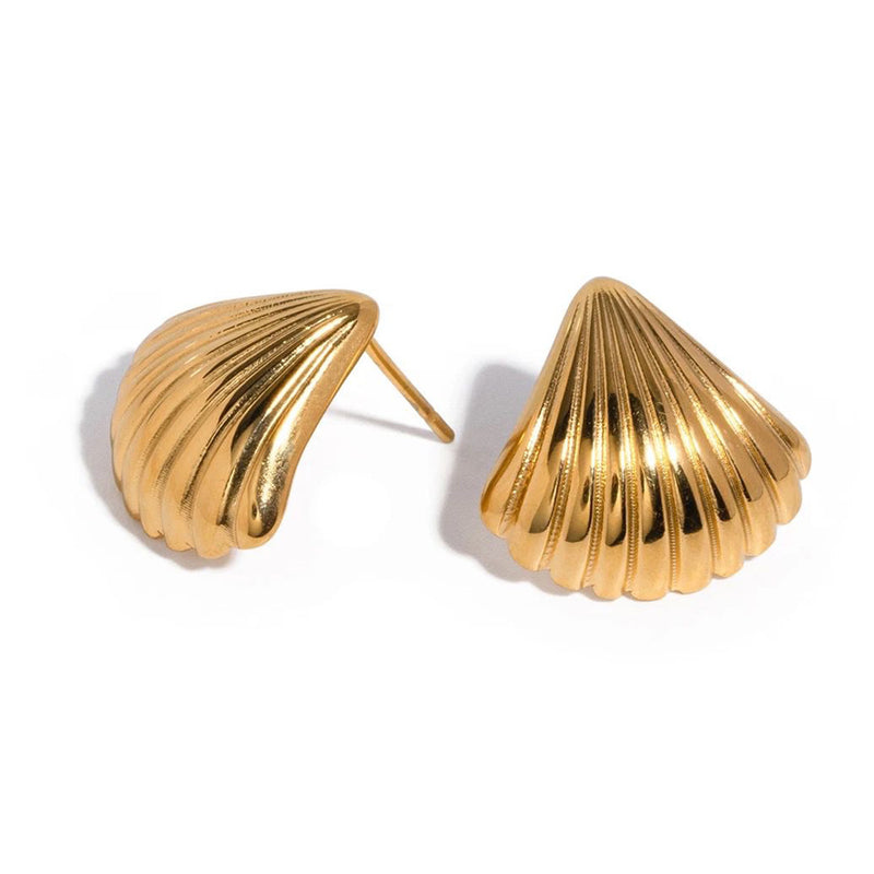 Bali Addiction - Gold Clam Shell Stud Earrings Small