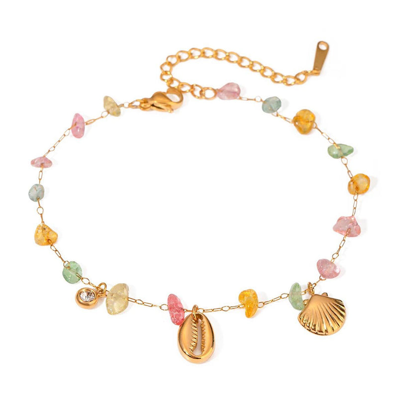 Bali Addiction - Gold Cowrie Shell With Stone Bracelet