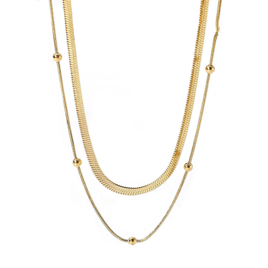 Bali Addiction - Gold Double Layered Ball & Snake Chain Necklace