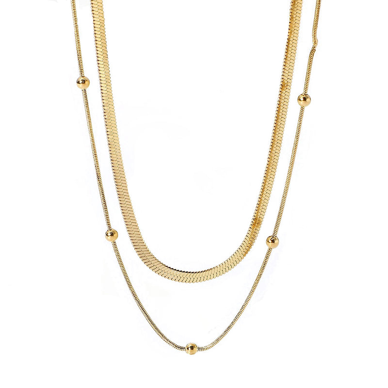 Bali Addiction - Gold Double Layered Ball & Snake Chain Necklace