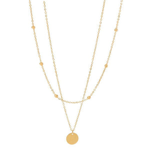 Bali Addiction - Gold Double Layered Disc Necklace