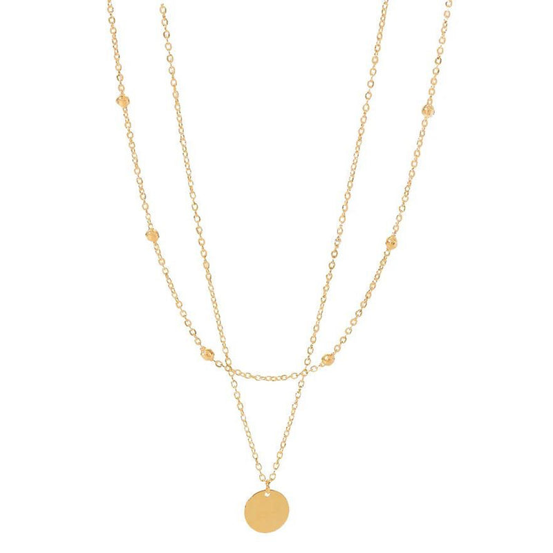 Bali Addiction - Gold Double Layered Disc Necklace