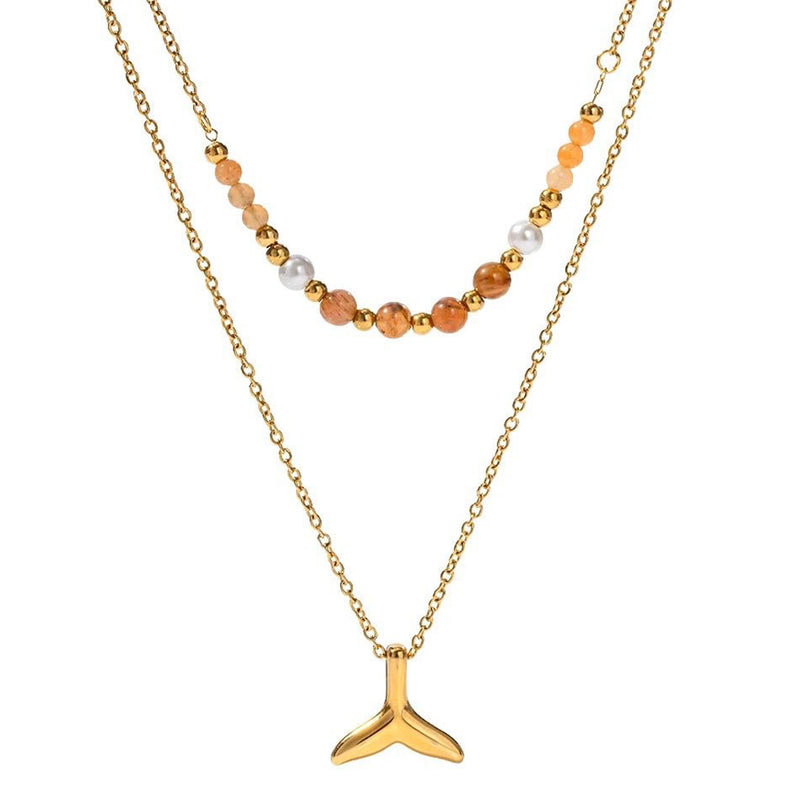 Bali Addiction - Gold Double Layered Whale Tail Necklace