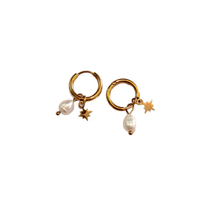 Bali Addiction - Gold Northern Pearl Hoop Earrings