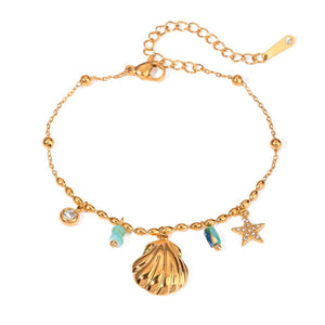 Bali Addiction - Gold Shell & Stone Bracelet