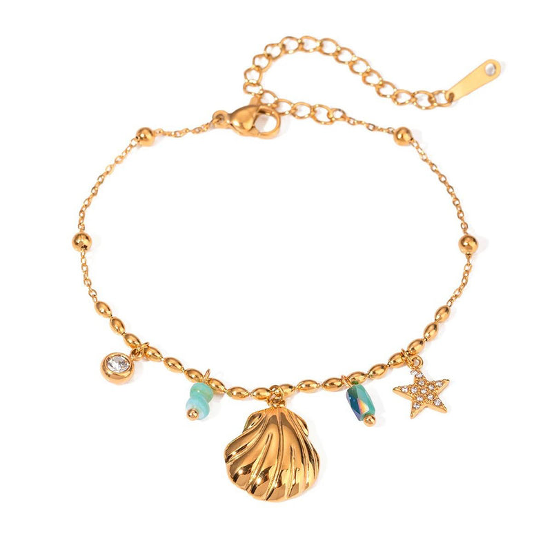 Bali Addiction - Gold Shell & Stone Bracelet