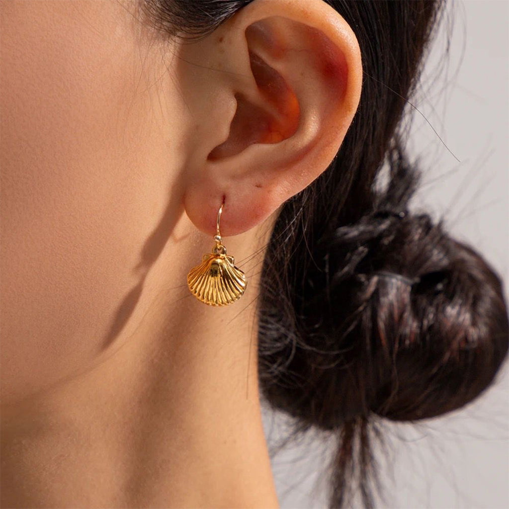 Bali Addiction - Gold Shell Droplet Earrings Small