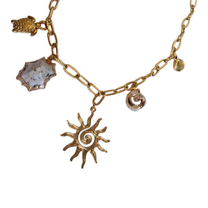Bali Addiction - Gold Sun And Charms Necklace