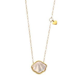Bali Addiction - Gold Streaked Shell Drop Necklace