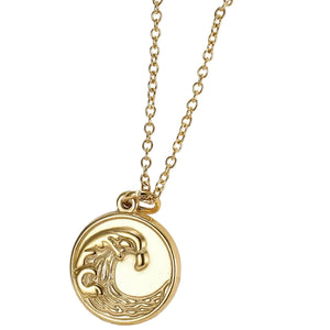 Bali Addiction - Gold Solid Wave Charm Necklace