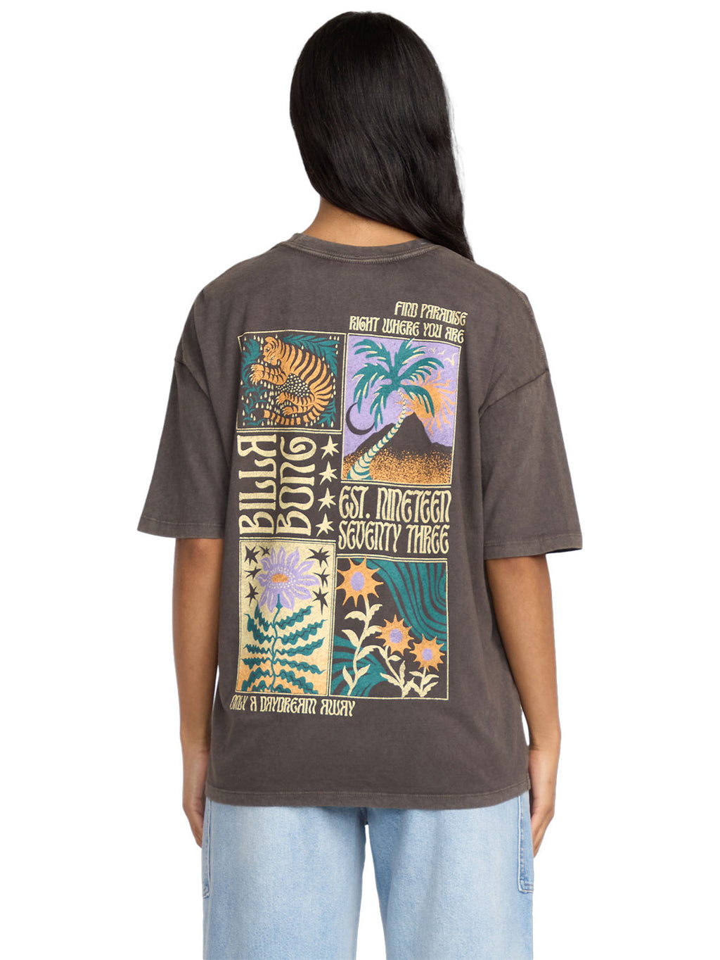 Billabong - Daydream Away Oversized Tee Womens Off Black