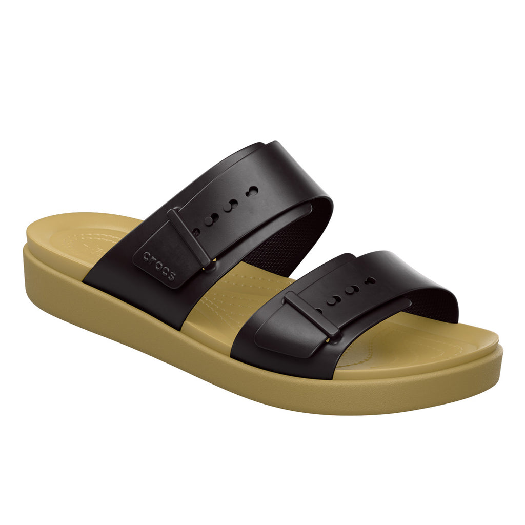 Crocs - Brooklyn Buckle Low Sandal Womens Black/Tan