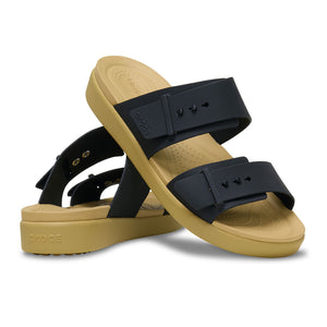 Crocs - Brooklyn Buckle Low Sandal Womens Black/Tan