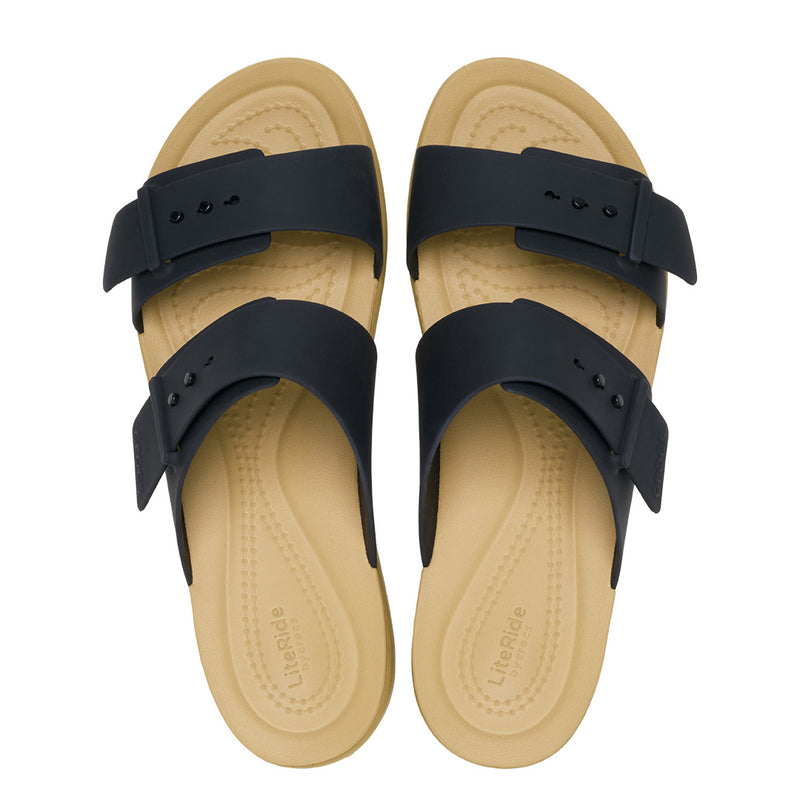 Crocs - Brooklyn Buckle Low Sandal Womens Black/Tan