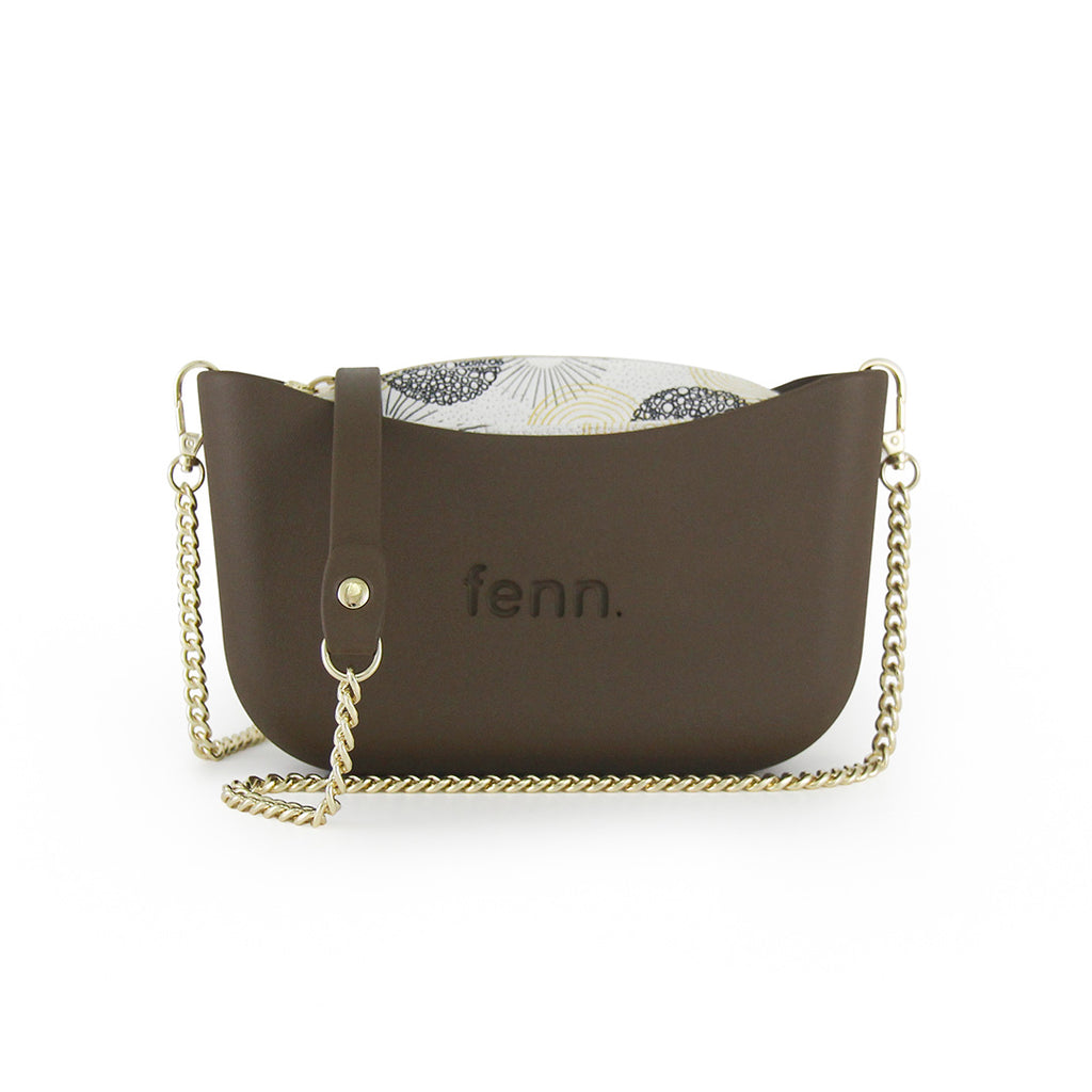 Fenn Collection - Classic Chocolate/Gold Cross Body Handbag With Chain Small