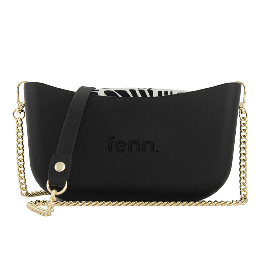 Fenn Collection - Classic Black Cross Body Gold Chain Handbag Small