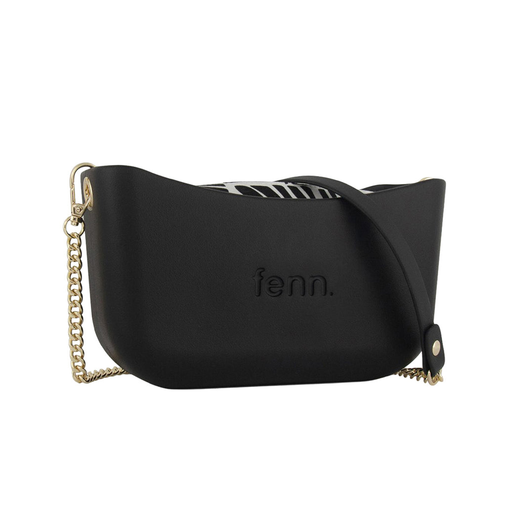 Fenn Collection - Classic Black Cross Body Gold Chain Handbag Small