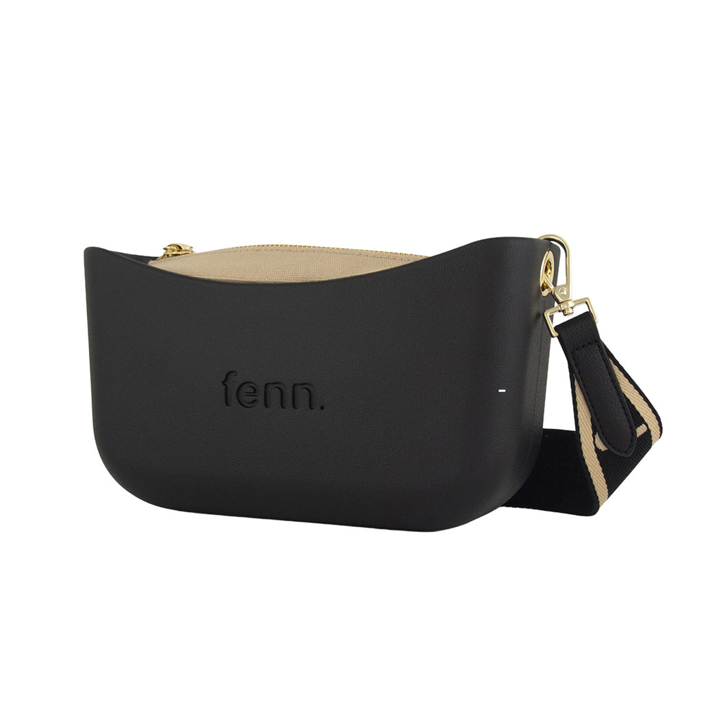 Fenn Collection - Classic Black Light Stone Cross Body Handbag Small