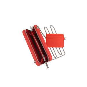 Fenn Collection - Chain Wallet Fiery Red With Silver Zip