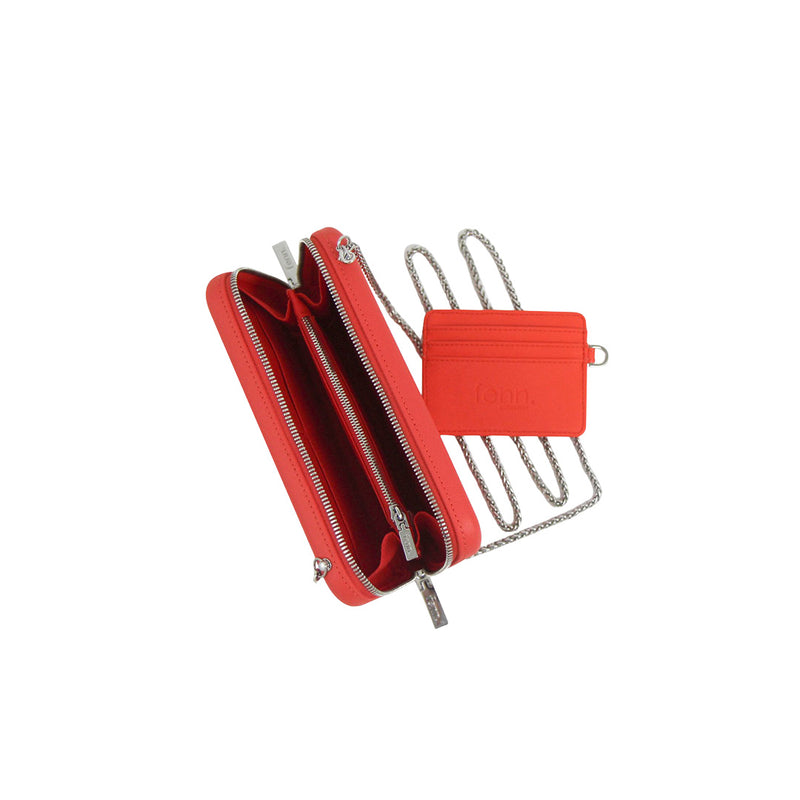 Fenn Collection - Chain Wallet Fiery Red With Silver Zip