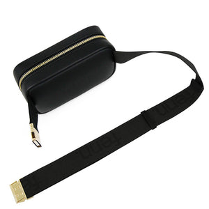 Fenn Collection - Pouch Canvas Strap Black Gold Zip